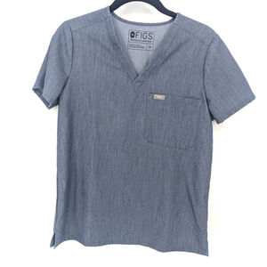 Figs Technical Collection Shirt Womens XS Blue‎ V Neck Scrub Top Pocket Medical